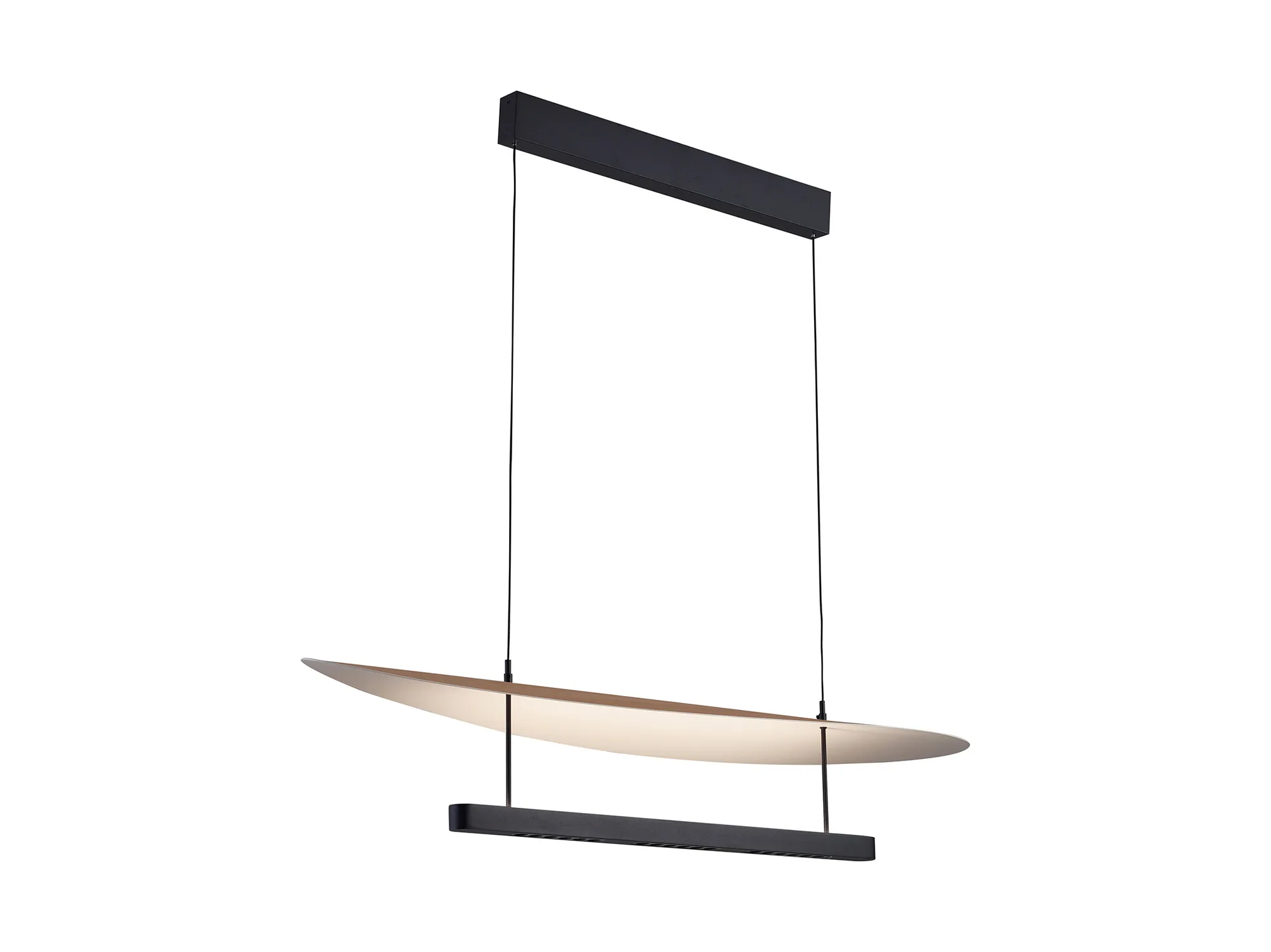 M9691  Abisal CCT 1.2m Pendant, 40W LED, 2700-5700K Remote Control, 5360lm, Black/Beech Wood